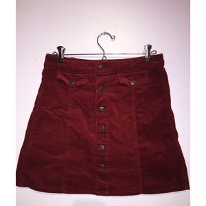 Maroon Button Skirt